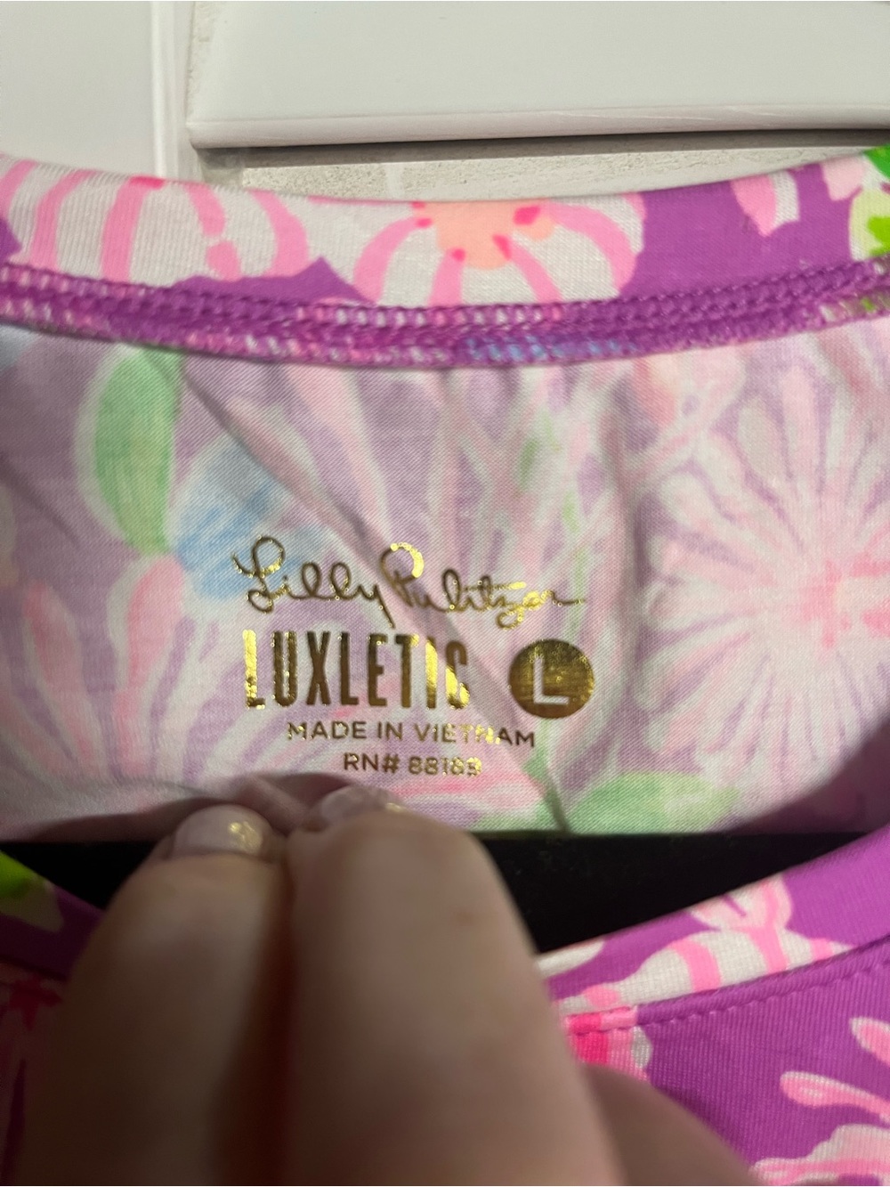 Lilly Pulitzer Luxletics Pink Floral UPF High-Neck Tank - Picture 4 of 6